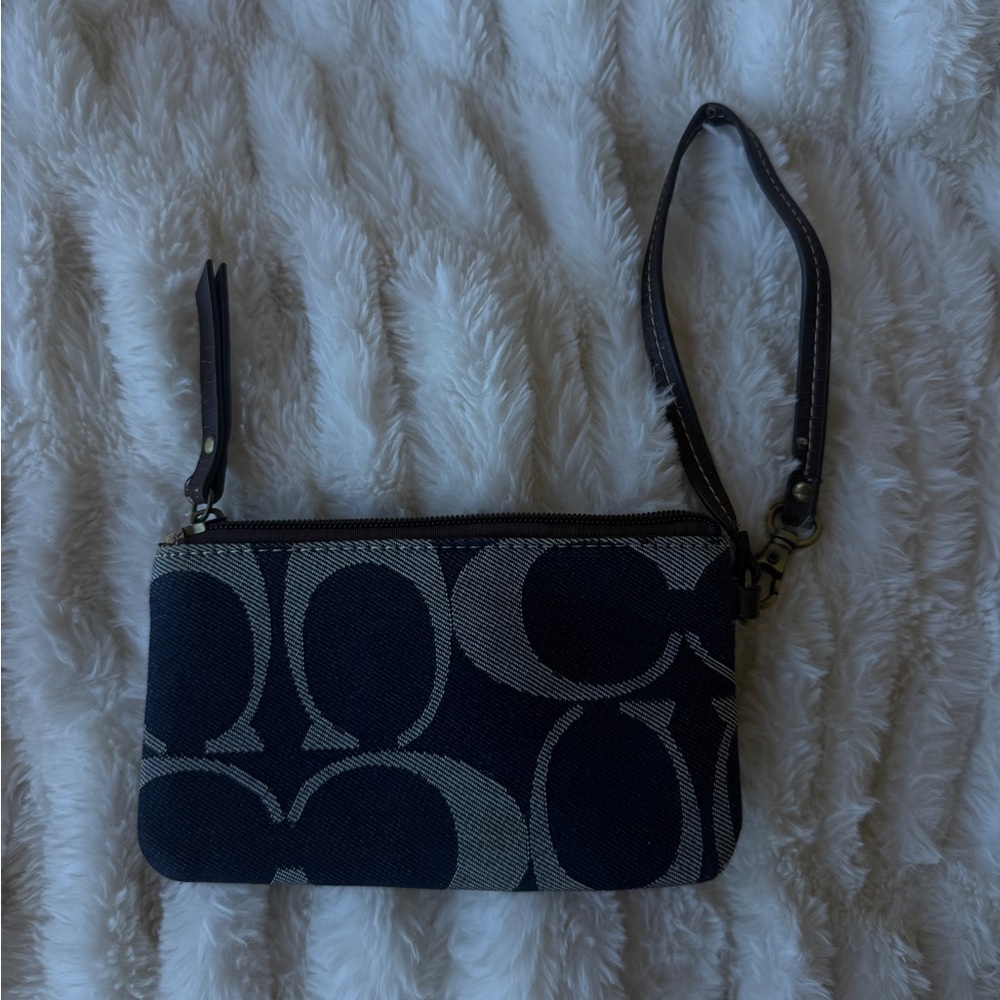 Coach Denim Wallet Wrislet Dark Wash Vintage Y2K - Picture 3 of 5